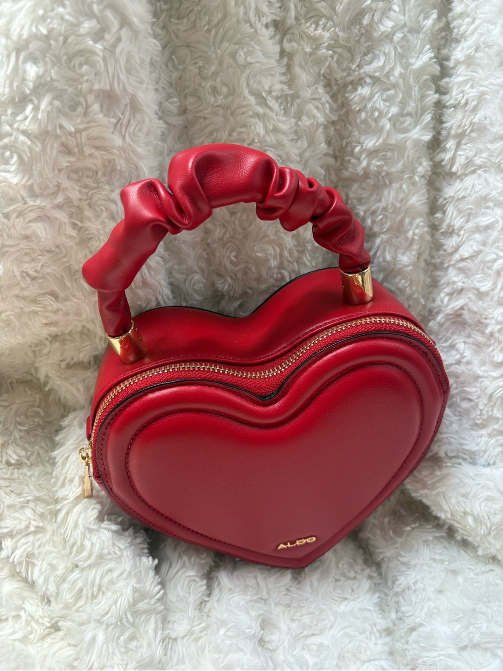 ALDO Red Heart-Shaped Small Top-Handle Bag - Picture 3 of 6